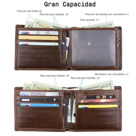 Cartera para caballero,RFID bloquea el titular,de cierre seguro,carteras para hombre, billetera hombre minimalista,ventana de DNI,monedero, trajeta de crédito