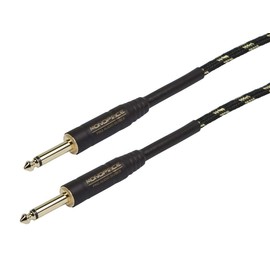 Monoprice 1/4-Inch TS Male to 1/4-Inch TS Male Instrument Cable Cord - 6 Feet - Black, 20AWG, Braided Jacket, Gold Plated - Cloth Series
