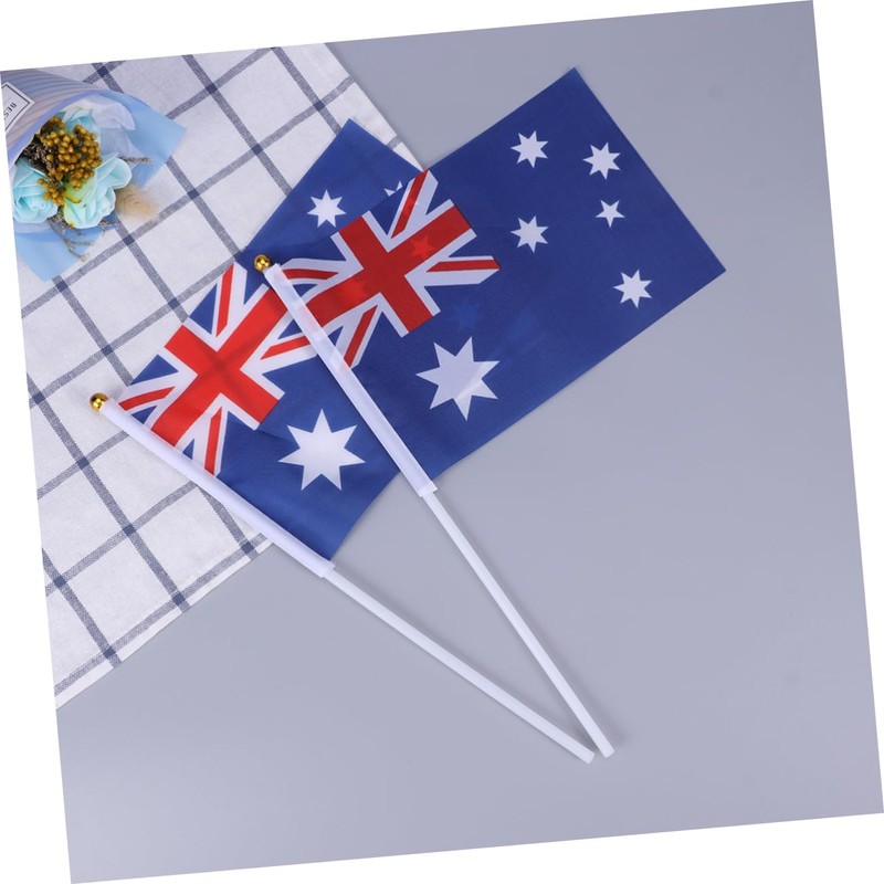 CAXUSD 50Pcs Hand Held Australia Stick Flags Small Country Flags