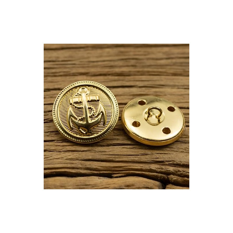 10Pcs Clothes Buttons - Metal Boat Anchor Pattern Sewing Buttons
