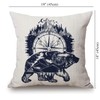 Throw Pillow Cover Bear Compass Mountains Decorative Pillowcase Cotton Linen