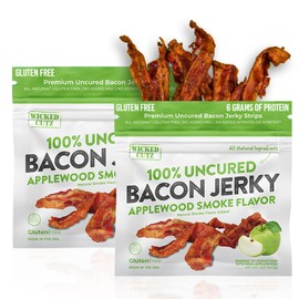 Applewood Smoked Bacon Jerky, 12g Protein Per Bag, Tender & Easy to Chew Fully Cooked Bacon, USA Made High Protein Carnivore Snacks (2 Bags)
