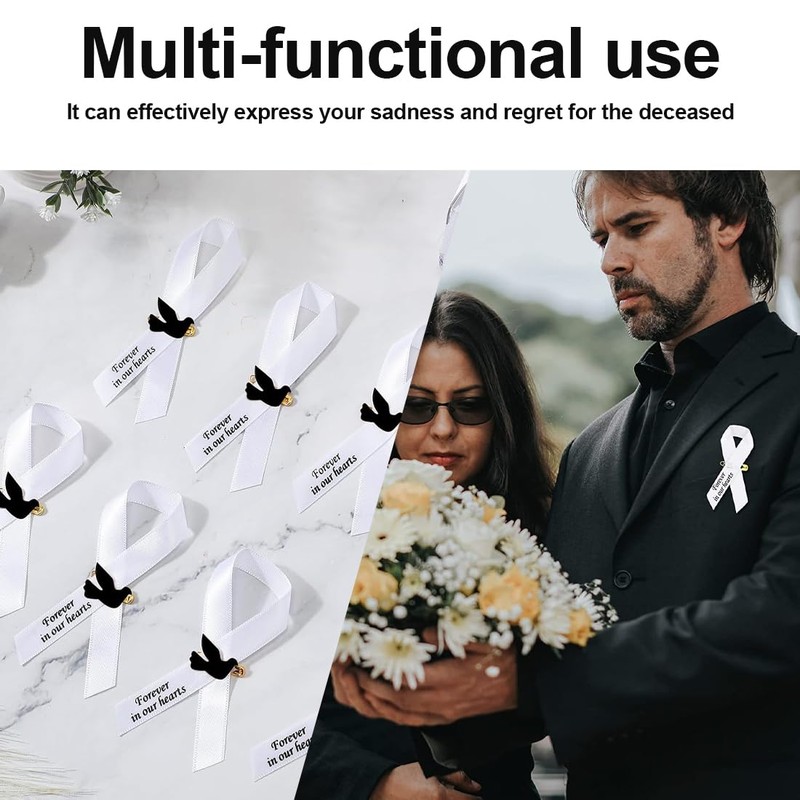 OYZOQ Mourning Bows with Text, for Funeral Funeral Accessories and