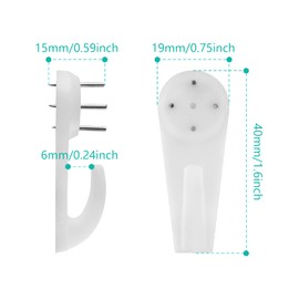 Auvotuis 20Pcs Non-Trace Wall Picture Hooks, Invisible Plastic Traceless Nail Screws Powerful Concrete Hard Wall Drywall Non-Mark Clock Hooks for Photo Frame Hangers (M,1.6x0.75 Inch)