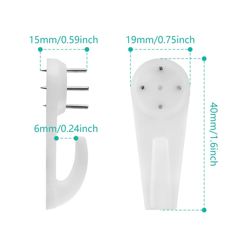 Auvotuis 20Pcs Non-Trace Wall Picture Hooks, Invisible Plastic Traceless Nail