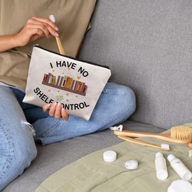 uinwk Book Lovers Gifts Canvas Makeup Bag, Book Lover Gifts for Women, Book Reader Nerds Bookworm Gifts, I Have No Self Control Book Reading Makeup Cosmetic Bag for Women