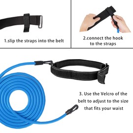 Adult Swimming Belt, 4 m Adjustable Swimming Belt for Pool, Swimming Trainer Countercurrent System for Pool, Used for Swimming Pools Resistance Training (with Earplugs and Nose Clip)