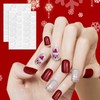 Christmas False Nails, 24 Pieces Christmas Red False Nails Set,