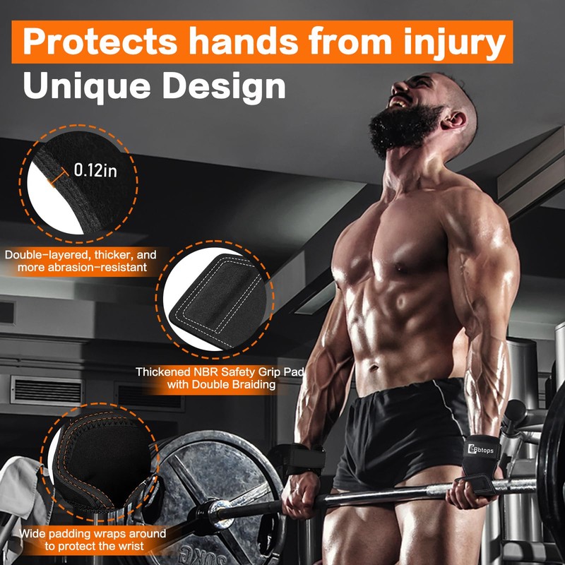 Weight Lifting Wrist Strap, Double-Layer Leather Wrist Straps for Gym