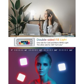 LED Video Light, UTEBIT LED Photo Light with Clip Phone Holder, 2500K-9500K Camera Light with 3 Light Modes, Aluminium CRI 97+ Video Light, Magnetic Video Light Metal for Micro Movie