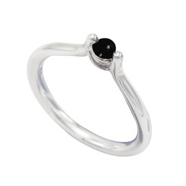 JEWELSTREZORO Cabochon-Schwarzer Onyx Edelstein-für Herren und Damen,Geschenkartikel, 925er-Sterling Silber Band Ring Schmuck TSR1064BY_20 (66 (21.0))