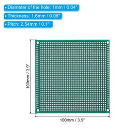 PATIKIL 10 x 10 cm Double Sided PCB Board, 5 Pcs 1.6 mm Thickness Prototype Kit, PCB Circuit Board FR-4 Perfboard for DIY Soldering Electronic Experiments, Green