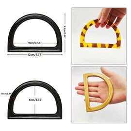 12 Pcs D-Ring Semi-Circle Handbag Handles - Faux Wood Grain Purse Handles for Tote Bag & Crochet DIY Purse Making(6 Colors)
