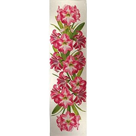 Amaryllis White French Tapestry Table Runner - 19 in. x 71 in. Cotton by Charlotte Home Furnishings - Luxury Style Table Runner for Dining Room Dresser Wedding Party Decorations