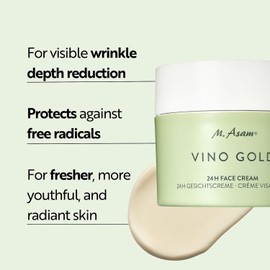 M. Asam VINO GOLD 24h Face Cream (3.38 Fl Oz)- 24h day cream & night moisturizer against lines & wrinkles, protection against skin aging, anti-aging, vegan facial care, skincare for women