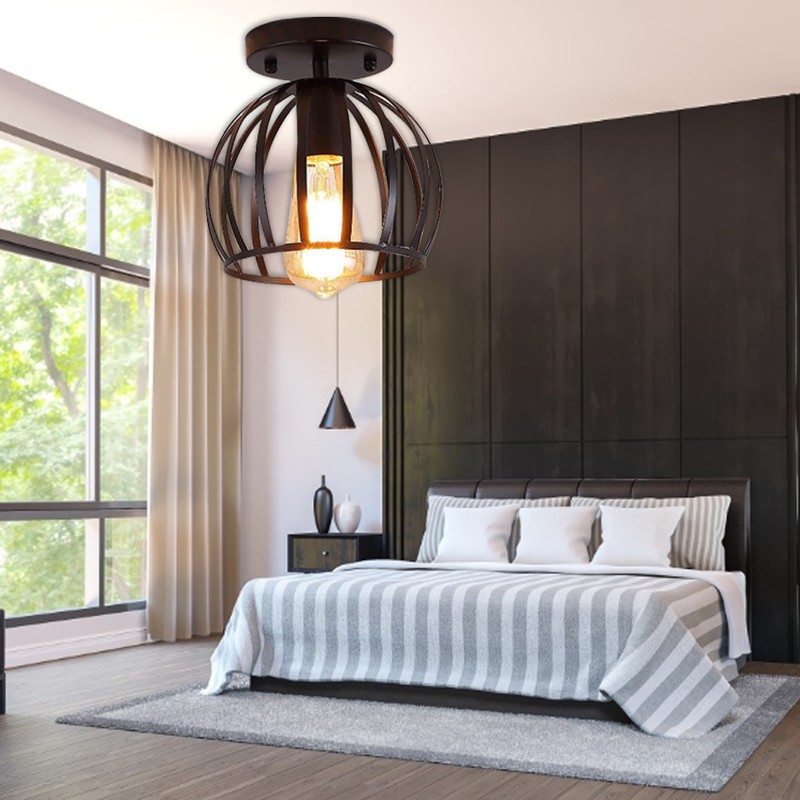 E27 Rustic Cage Chandelier Pendant Light Ceiling Lamp Shade for