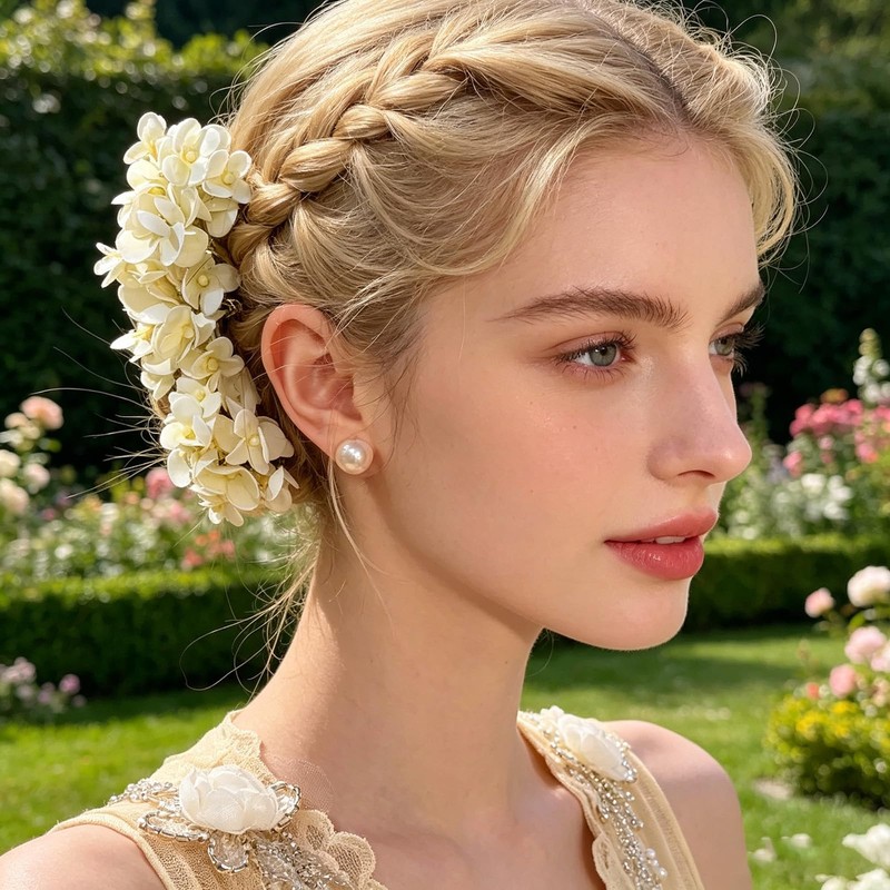 2 Pack Floral Hair Pins with Hydrangea Flowers for Women