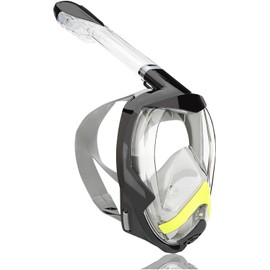 Flyboo Snorkel Mask,180°View Snorkelling Gear with Panoramic Full Face Design-Sports Camera Compatible Diving Mask with Anti-Fog and Anti-Leak Technology for Adults and Kids
