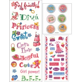 CREATING KEEPSAKES Girl Sticker Set 3/Piece, Metal/Epoxy/Rub On