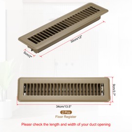 PATIKIL 12 x 2 Inch Floor Register, 2pcs Heavy Duty Air Vent Cover Steel Adjustable Decor Vents Easy Adjust Floor Grates for Sidewall Home Office, Brown