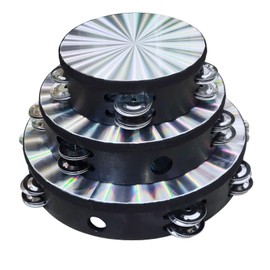 3 Packs for Adults Wooden Tambourine 6/8/10 Inch Hand Held Metal Jingles Single Row Instrument Handheld Tambourine Drum Set