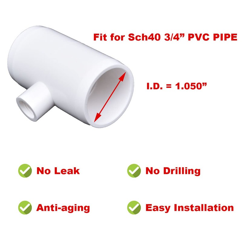 Chicken Waterer PVC Tee Fittings 3/4 Inch (12-Pack) for Threaded