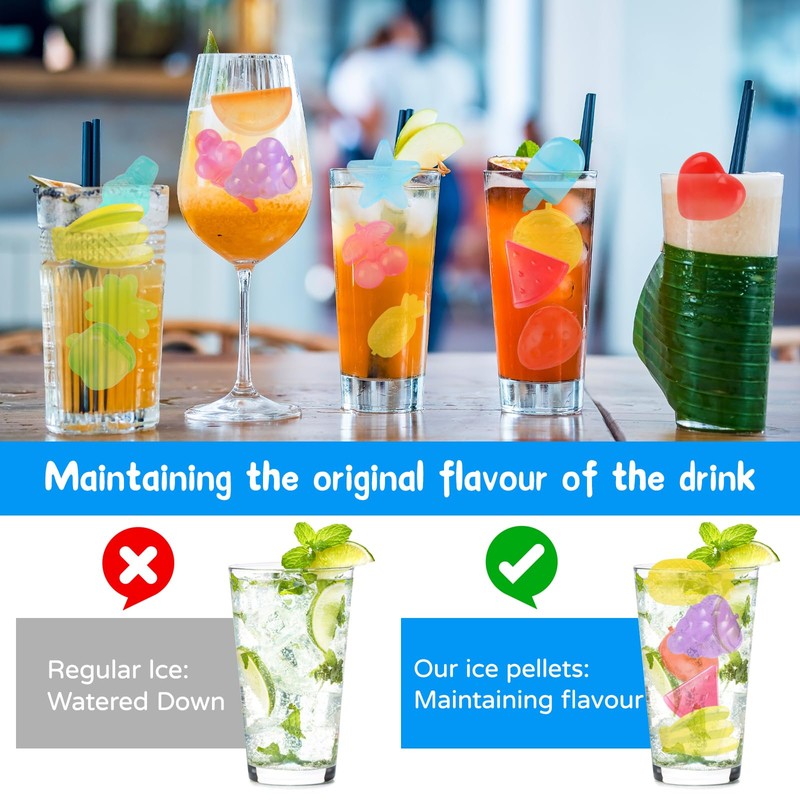 Reusable Ice Cube Tray, SilverChry Fruit Ice Cubes, Plastic, Reusable