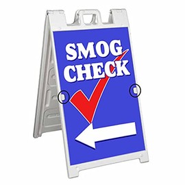 Smog Check Left Arrow (24" X 36") Deluxe A-Frame Signicade, Includes 2 Removable Panels & Stand