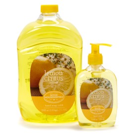SIMPLE PLEASURES Premium Hand Soap Collection - Lemon Scent, 7.9 oz Bottle with Jumbo 61.4 oz Refill - Goodhousekeeping Seal Approved - Multiple Scents Lemon Hand Soap Dispenser Refills