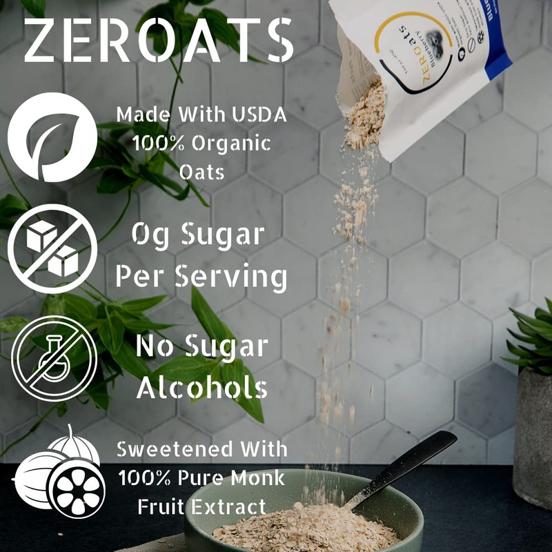 ZEROats Organic Oatmeal - Zero Sugar, Vegan Oats, Sweetened With