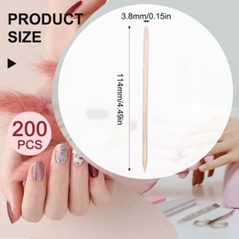 Pack of 200 Orange Wooden Sticks, Nail Skin Pusher, Wooden Orange Sticks for Manicure, Rosewood Sticks Manicure, for Pusher Remover Manicure Art Pedicure Cuticle Care