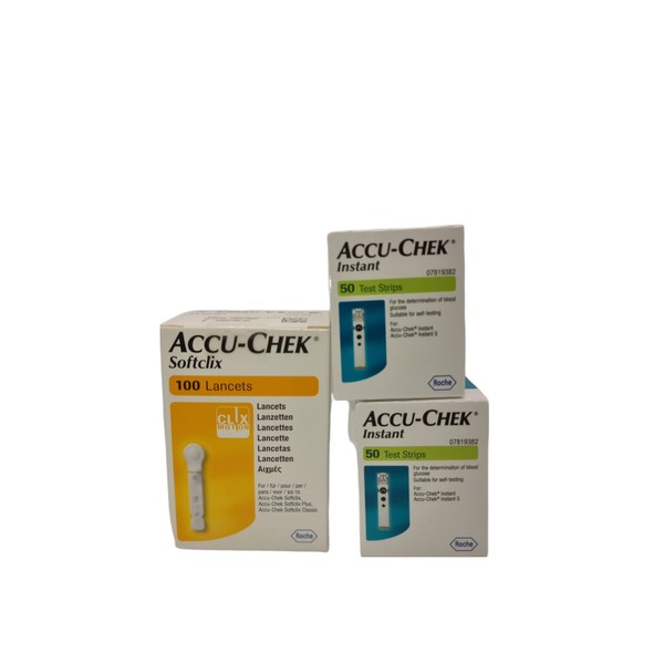 Accu Chek Instant Tiras, 50 + 50 Tiras+ 100 Lancetas (Pack)