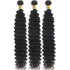 Flyzhuim Brazilian Deep Wave Bundles Human Hair 22 24 26inch Unprocessed Brazilian Bundles Human Hair Deep Wave Curly 3 Bundles 300g Hair Bundles Deals Human Hair Quick Weave