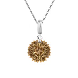 KunBead Jewelry Sunflower 18 inch You are my Sunshine Openable Flower Charm Pendant Necklace Birthday Gifts for Mum Daughter Women Girls