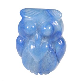 KYEYGWO Pack of 2 Crystal Owl Figurine, Hand-Carved Animal Stone Sculpture, 1.22" Pocket Statue Healing Owls Ornament, Blue Aventurine