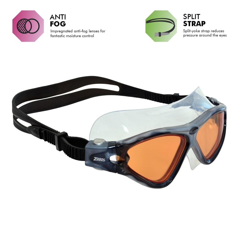 Zoggs Tri Vision Mask swimming goggles, Unisex, Tri-Vision Mask, Black,