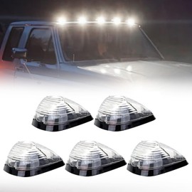 Fullux 5Pcs Clear Lens Cab Roof Marker Running Lights for 1997-2024 F150 F250 F350 E150 E250 E350 E450 Super Duty Pickup Trucks White lights