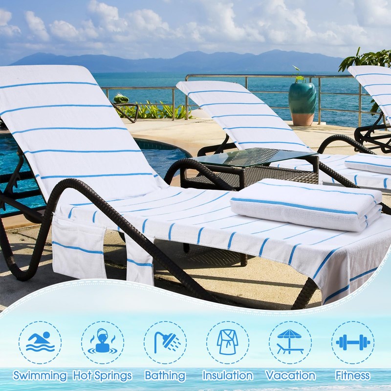 Redbaker 4 Pack Pure Cotton Pool Chair Cover and Beach