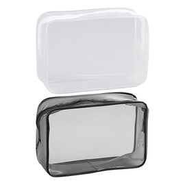 Pack of 2 Transparent Storage Bags, Transparent PVC Cosmetic Bag, Transparent Pencil Case, Portable Toiletry Bag, Waterproof Travel Storage Bag
