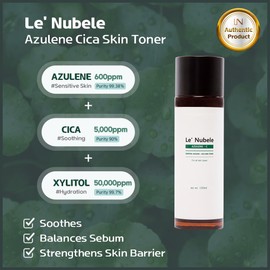 Le Nubele Azulene CICA Skin Toner | Daily Soothing Toner for Sensitive Skin with 600ppm Azulene & 5000ppm Centella Asiatica | Hydrating & Moisturizing Formula | 4.05 fl. oz (120ml)