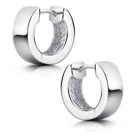 MATERIA by Matthias Wagner SO-459 Hoop Earrings 925 Silver Small 5 mm Wide Rhodium-Plated, Sterling Silver