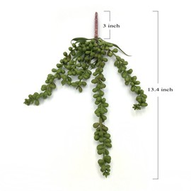 HUIANER Artificial Succulent Plants, 13.4" Fake Plastic Hanging String of Pearls Plant Simulation Greenery Plants for Home Kitchen Office Garden Wedding Decor, Pack of 2