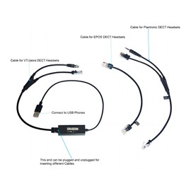 VT Adaptador de Cables EHS Compatible con teléfonos PC, Serie Yealink y Snom, teléfonos Poly USB compatibles con Auriculares Plantronic-Jabra-Epos DECT