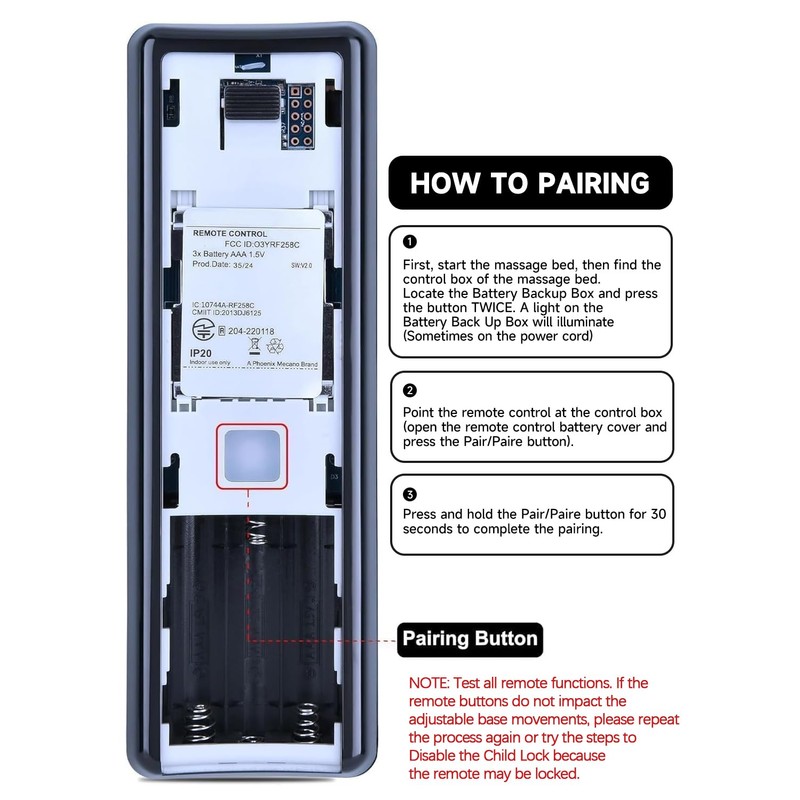 ZWP Replacement Remote Control fit for Serta Motion Perfect 2.0