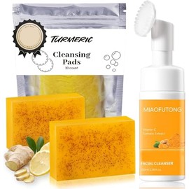 Turmeric Wash A nd Care 3 Piece Set, Turmeric Face Wash With Brush                                                                                    