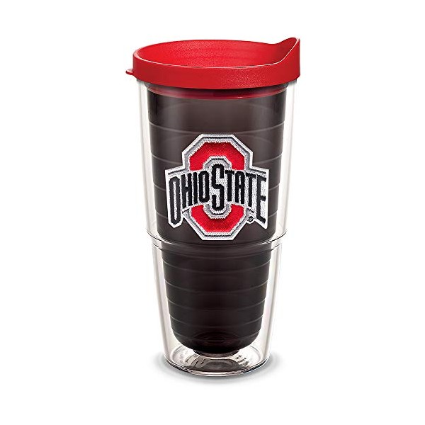 Tervis Made in USA Double Walled Ohio State Buckeyes Insulated Tumbler Cup Keeps Drinks Cold & Hot, 24oz, Emblem - Quartz