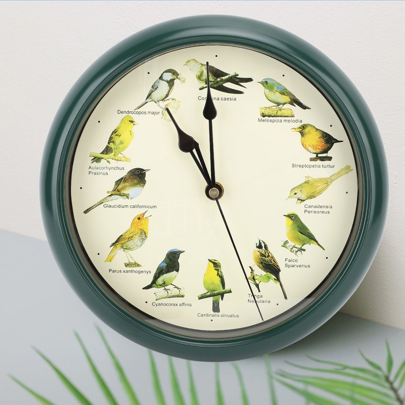 10 Inch Wall Clock Multipurpose Cuckoo Round Silent Punctual Bird