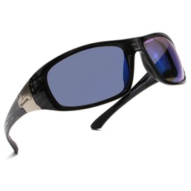 Fishoholic - anteojos de sol polarizadas de pesca (9 opciones), funda rígida y bolsa – UV400 gran regalo de pesca para padres, hombres, mujeres (espejo azul)