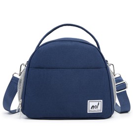 Lunch Bag Insulated Cooler Bag for Women Nylon Waterproof Lightweight Lunch Box Organiser (Navy)