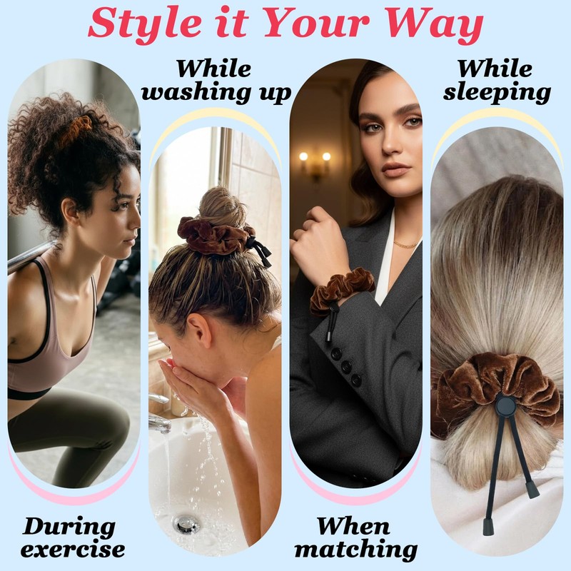 2 PCS Adjustable Hair Ties for Thick Hair, Large Satin